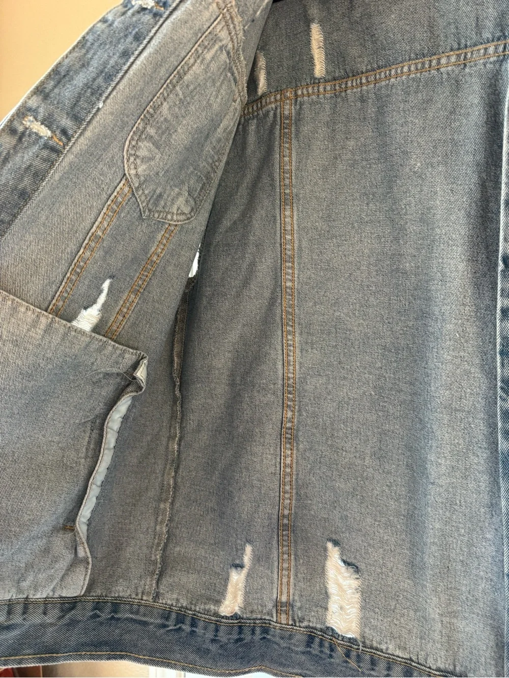 Veveret Distressed Denim Vest 1XL Light Wash Button Front Plus Size
